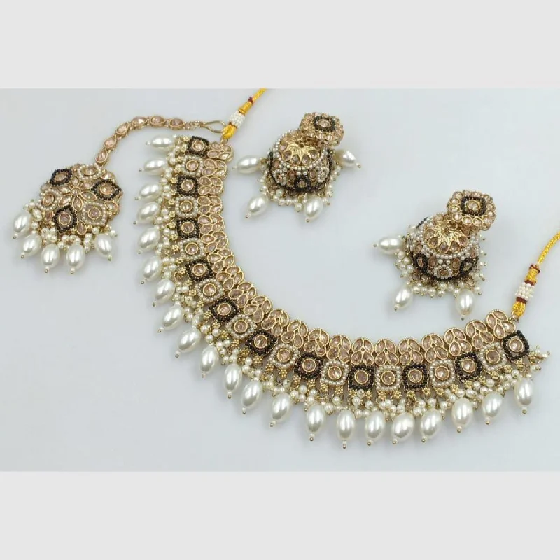 friendship necklaces for women -Rani Sati Jewels Gold Plated Crystal and Beads Necklace Set