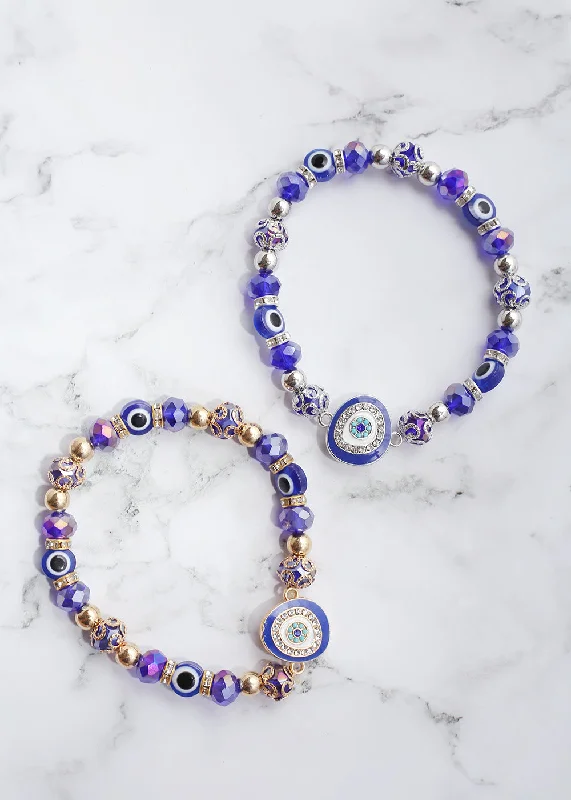 handwoven bracelets for women -Blue Evil Eye Bracelet