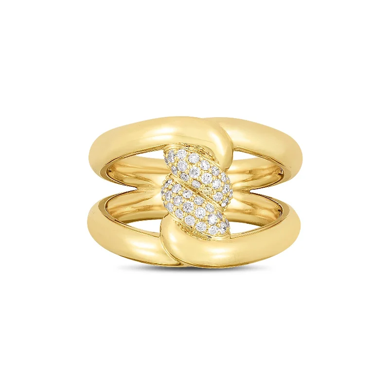 statement rings for women -Cialoma Knot Link Ring with Accent Diamonds