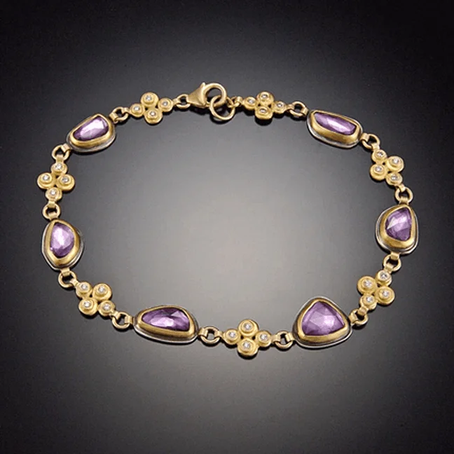 sapphire bracelets for women -Purple Sapphire and Diamond Bracelet